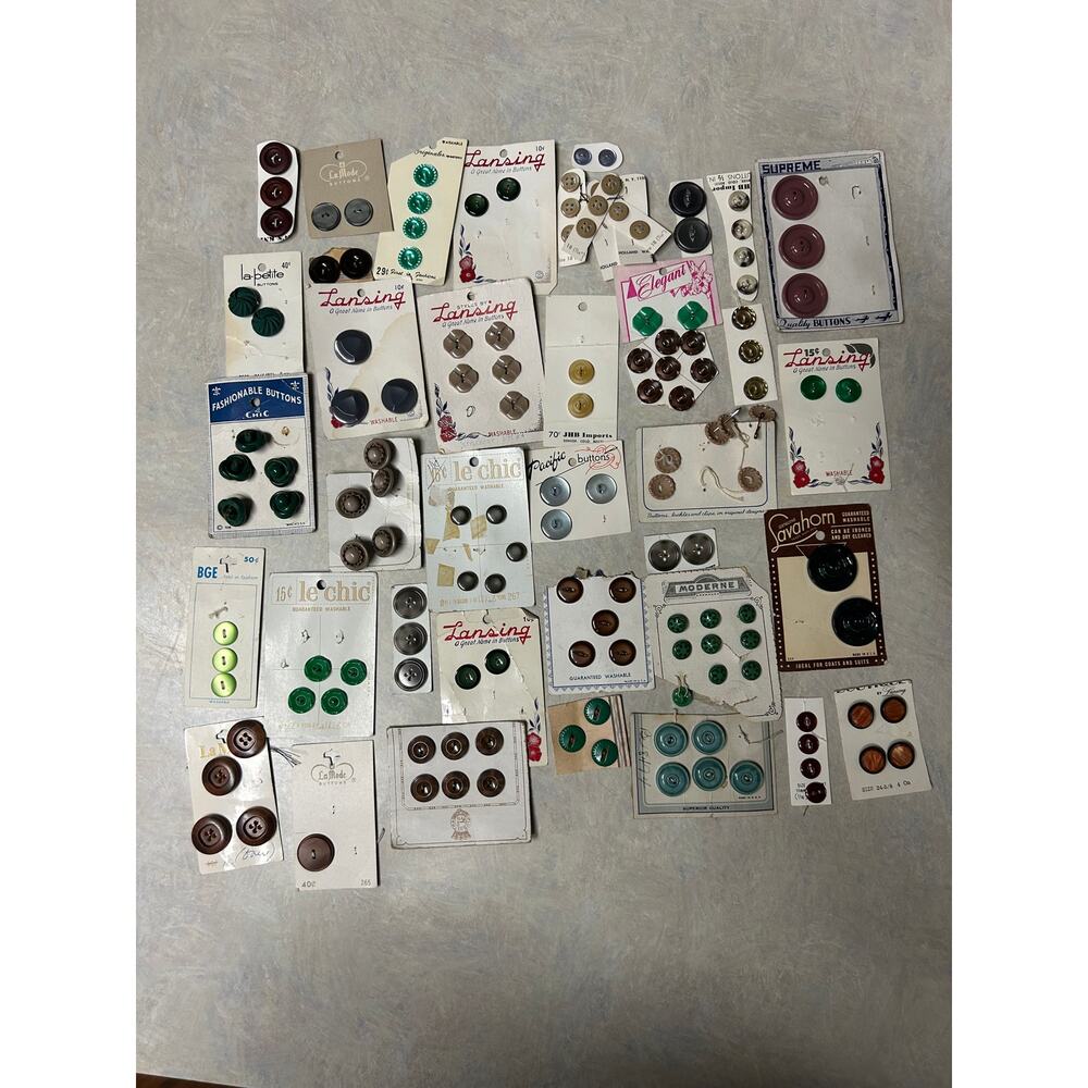 Vintage Buttons Assorted Sizes,‎ Shapes, Colors, Styles and Brands